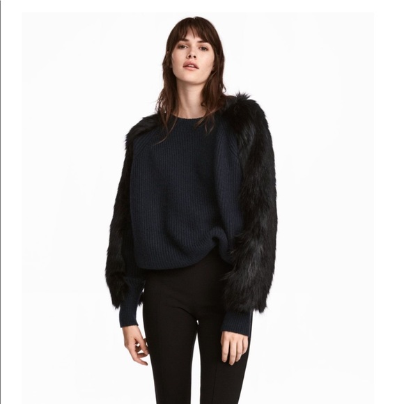 fur sleeve sweater